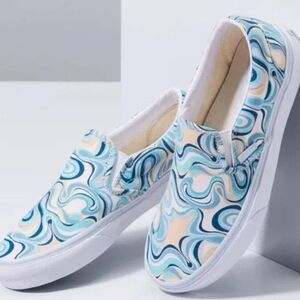 Vans Slip-On Swirl Turquoise Skate Shoes Size M 8.5 W 10 NWT MSRP $75